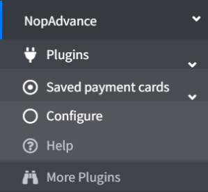saved payment cards plugin page